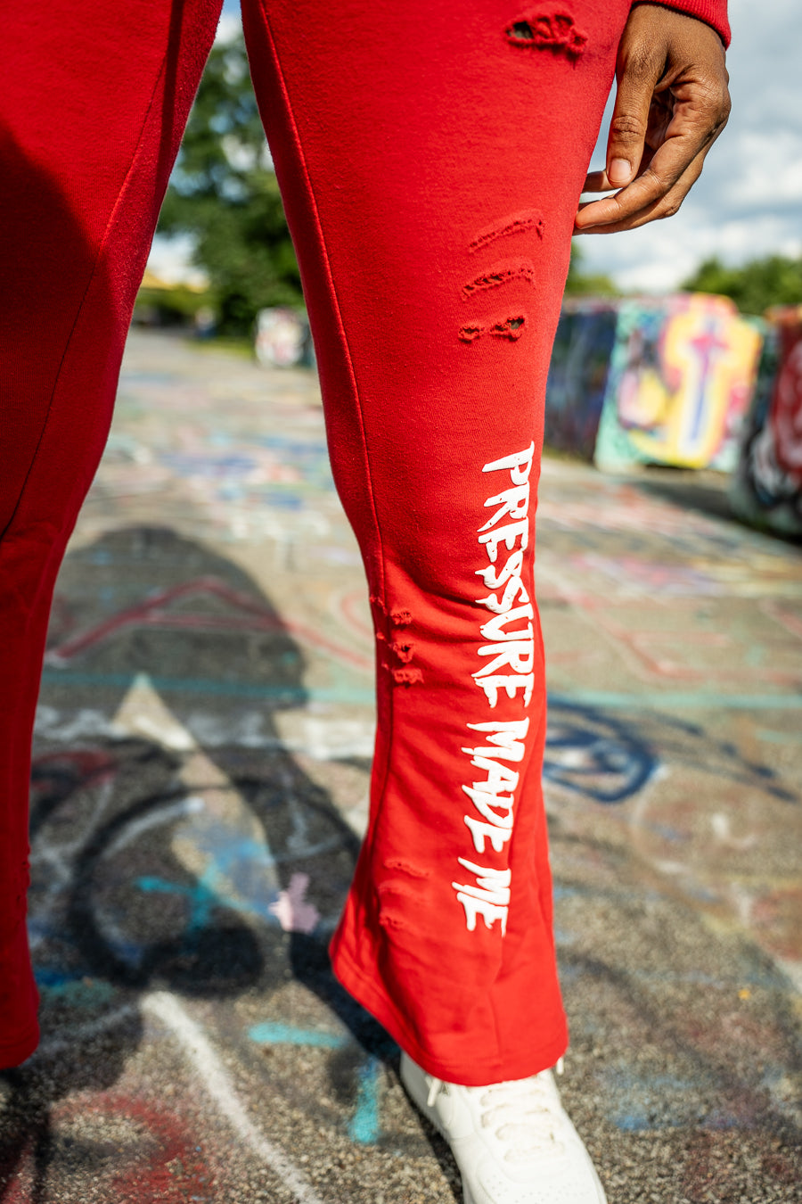 Crimson Pressure Flared Sweatpants