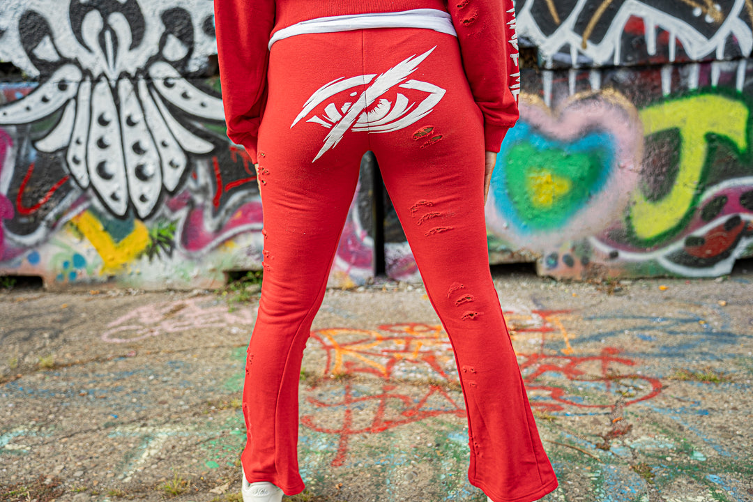 Crimson Pressure Flared Sweatpants