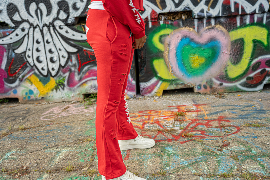 Crimson Pressure Flared Sweatpants